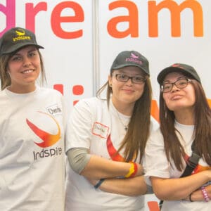 3 indigneous students wearing Indspire tshirts